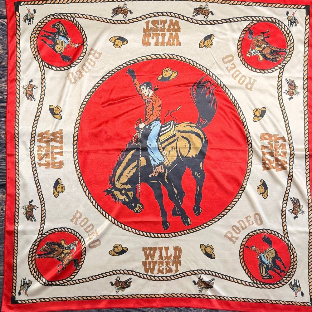 Avery Wild West Rodeo Red and Cream Cowboy Scarf